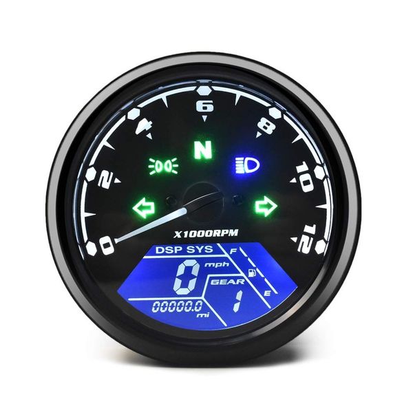 Digital Gauge Motorcycle Speedometer/Tachometer/Odometer MPH KM/H
