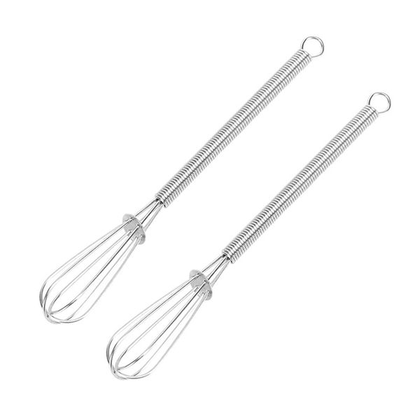 Stainless Steel Egg Beater 2 Pack, 18cm Handheld Dough Whisk