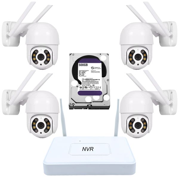 Wireless Network Operated 4 Camera NVR Security System &amp; 500GB Hard Drive