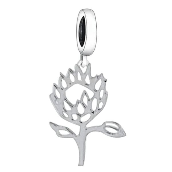 925 Sterling Silver Charm, Protea Charm for Bracelet, Charm for Women