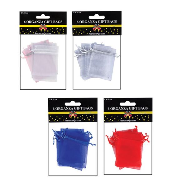 Bulk Pack x 4 Small Organza Gift Bag 8x10cm 6pcs Per Pack