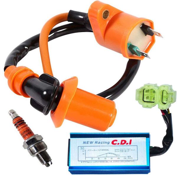 Ignition Coil 6 Pin Cdi 3 Electrode Spark Plug Compatible with Honda