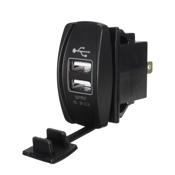 Dual USB Charger Rocker Switch 12V-24V Waterproof