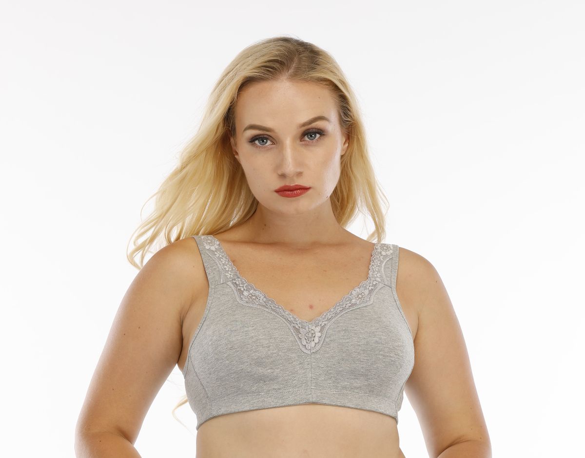 Exclare Womens Plus Size Non Padded Comfort Cotton Wirefree Everyday Bra,  Grey, 44C price in UAE,  UAE