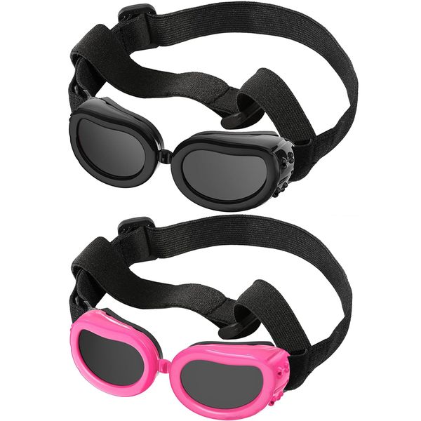 2Piece Dog Goggles Small Breed -UV Proof Pet Sunglasses with Adjustable Strap