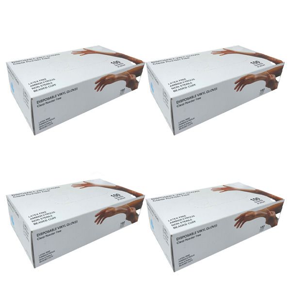 Disposable Gloves - Clear Powder Free 100s - 4 Pack