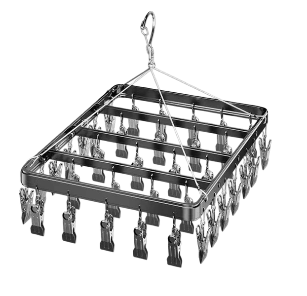 Stainless Steel and Aluminum Alloy Multifunctional Drying Rack with 36 Clips