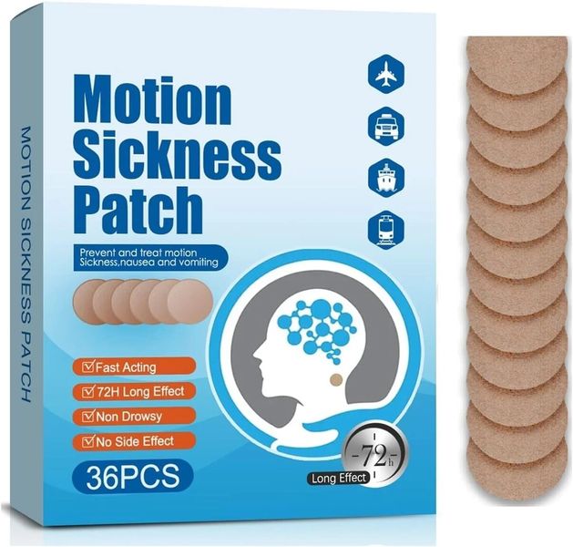 Motion Sickness Patch -Anti-Nausea Herbal Relief -36 Patches