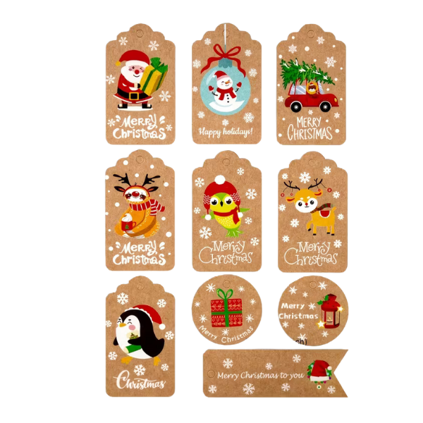 Christmas Gift Tags with Rope -Set of 10