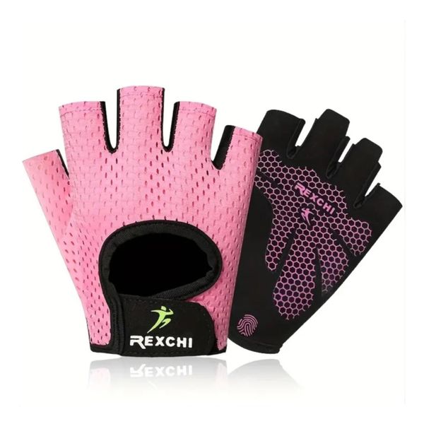 REXCHI Women's Breathable Half-Finger Gym &amp; Cycling Gloves - Pink