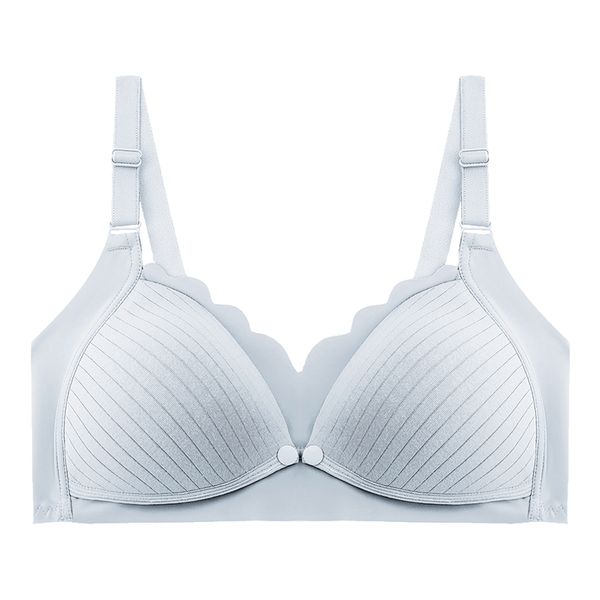 Unicoo Cotton Soft Seamless Middle Open Nursing Bra - Light Grey - C Cup