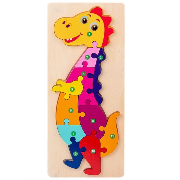11 Pieces Wooden 3D Dinosaur Puzzle