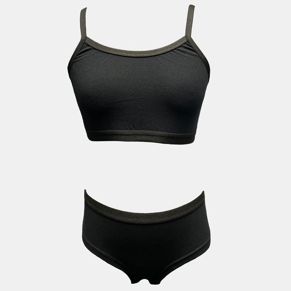 Girls' Crop Top and Panty Set - Black