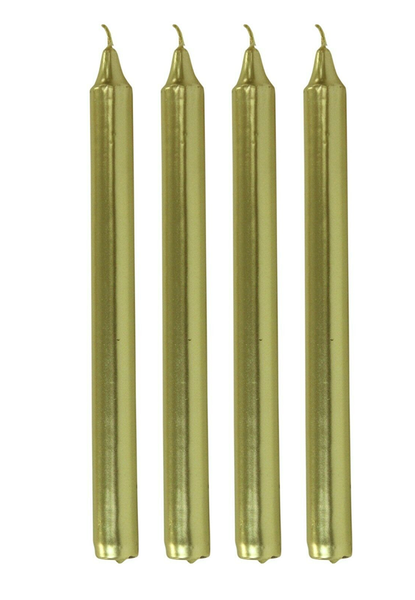Metallic Taper Dinner Candles - Gold - 4 Pack