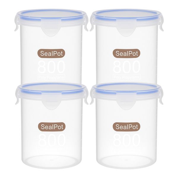 4-Pack 800ml Airtight Food Storage Containers - Transparent