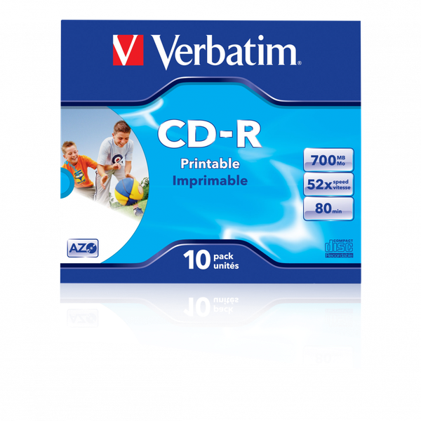 Verbatim Cd-R 52 X 700mb Fast Dry Jewel Case 10pk