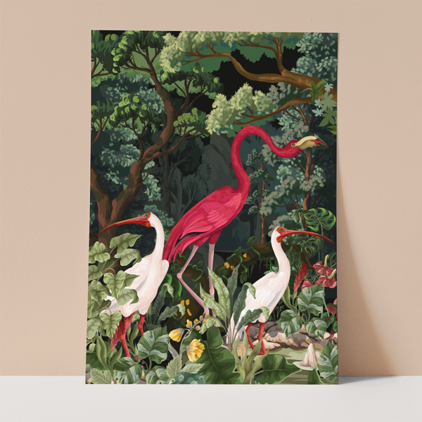 Birds in Jungle Wall Print
