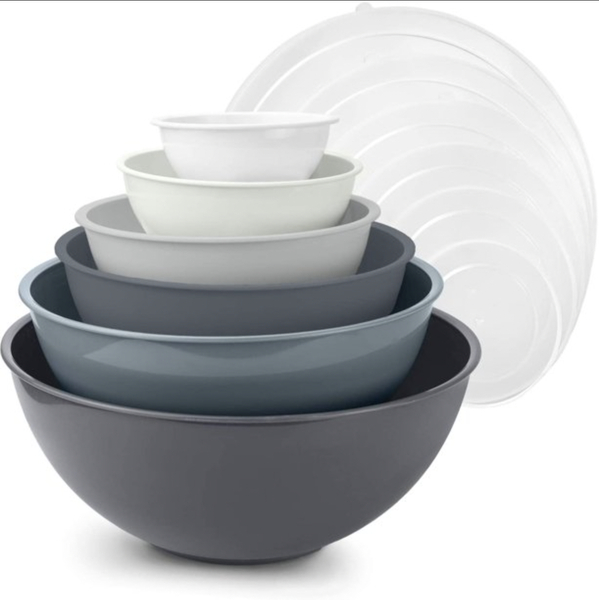 Plastic Nesting Bowl Set With Airtight Lids - 12 Piece