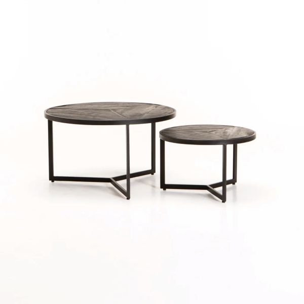 VEA SET OF 2 70/50cm SOLID WOOD COFFEE TABLE