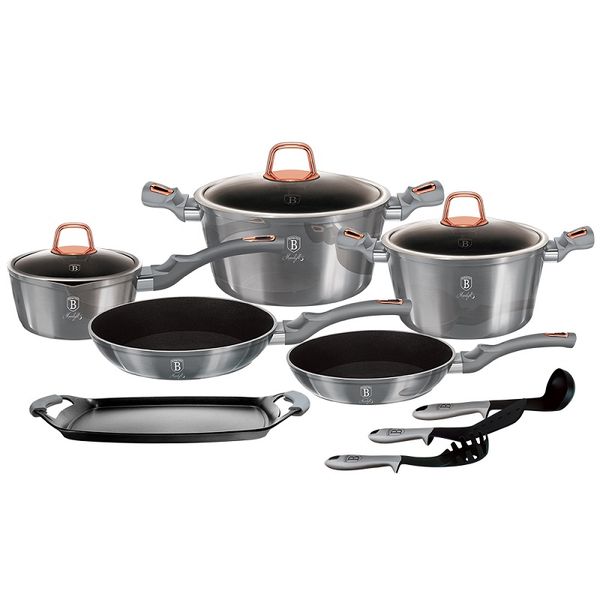 Berlinger Haus 12+2 Pieces Marble Coating Cookware Set - Moonlight Edition