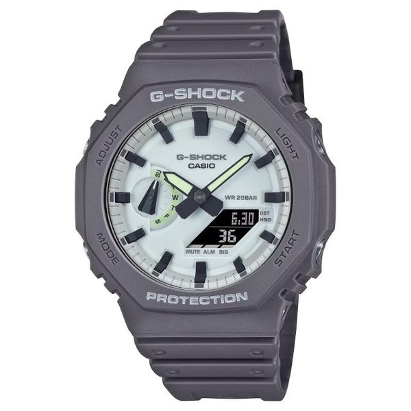Casio - G-Shock Mens Grey Analogue &amp; Digital Rubber Strap Watch-GA-2100HD-8ADR