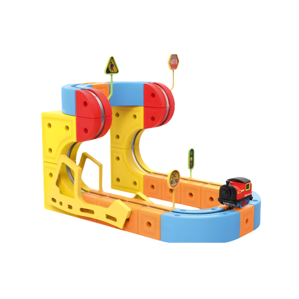 Magnetic Track Car Set with Loop &amp; Train - DIY Play - Toys for Kids