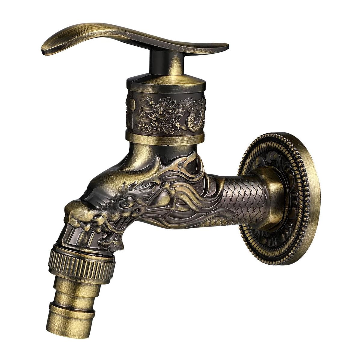 Wall Mount Vintage Brass Outdoor Tap Garden Zinc Alloy Basin Tap Kit (1/2")