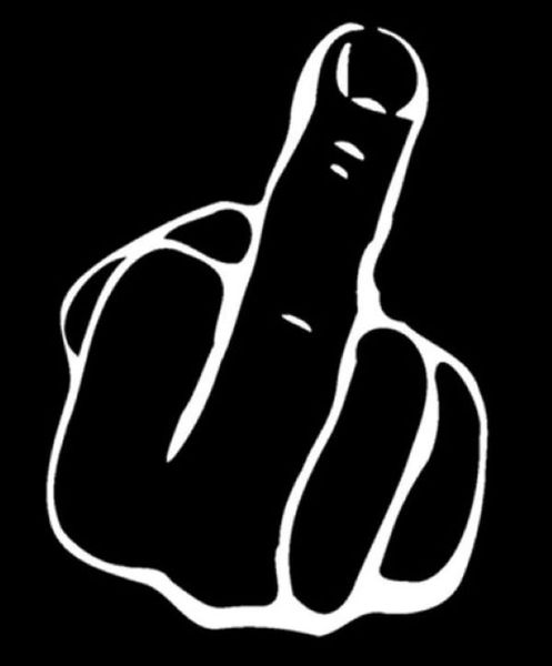 Middle Finger Car Sticker - White