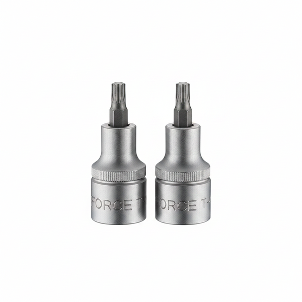 Force T55 1/2 Inch Drive Male Torx Socket Bit - Chrome Molybdenum - 2 Pack