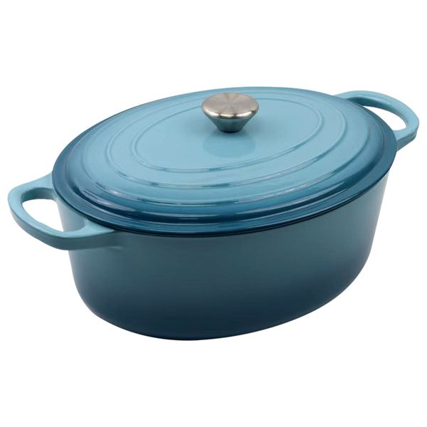 Super Large Signature Design Oval Cast Iron Casserole Pot