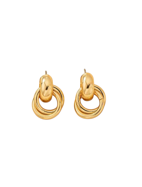 Metallic Circle Button Drop Earrings for Women