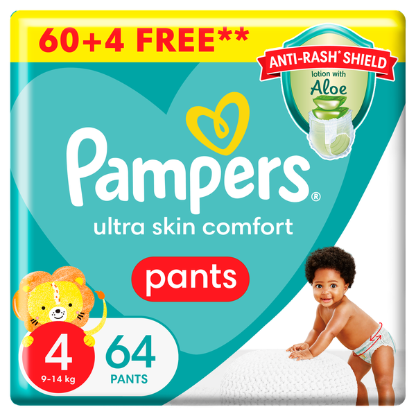 Pampers Anti-Rash Shield Pants Size 4 (9-14 kg) 64 Nappies