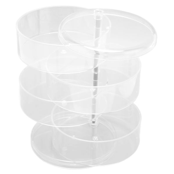 4-Tier Rotating Clear Jewelry Organizer Box - Dustproof &amp; Space-Saving