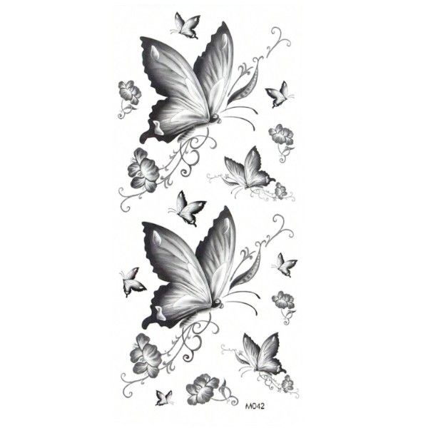 2 Sheets - Mystic Flutter Butterfly Temporary Tattoo - Black