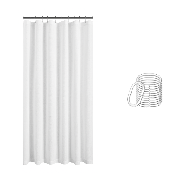 Plain Modern Shower Curtain with 12 Clear Hooks - 180 x180cm
