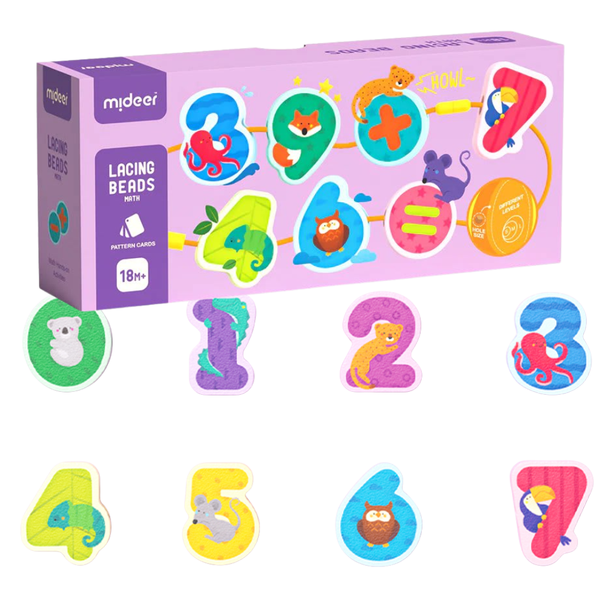Mideer - Lacing Beads Numbers &amp; Animals - Threading Activity for Kids