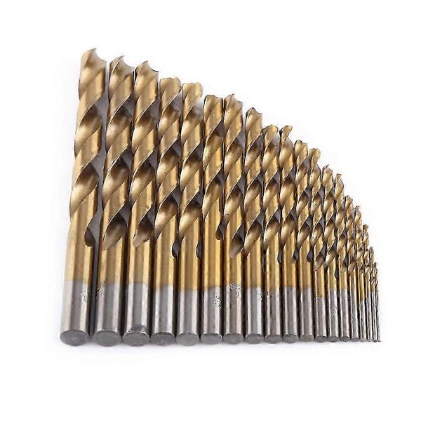 19pcs Titanium-Coated HSS Twist Drill Bit Set