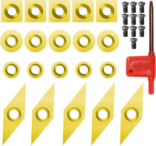20 Piece Tungsten Carbide Cutters Inserts Set for Wood Lathe Turning Tools