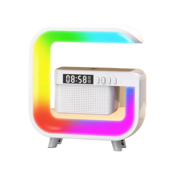 Led Wireless Charging Bluetooth Speaker For Desktop. White G3 Mini