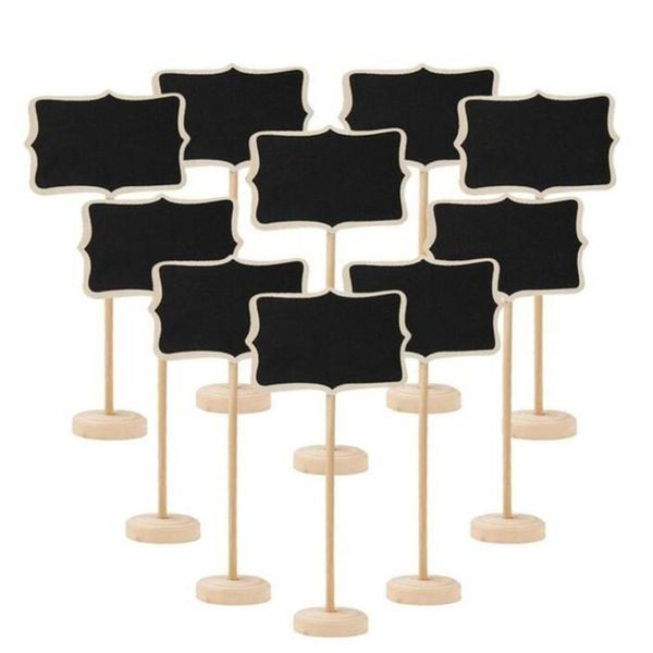 Mini Chalkboard Signs 10-Pack, Wooden Tabletop Message for Events