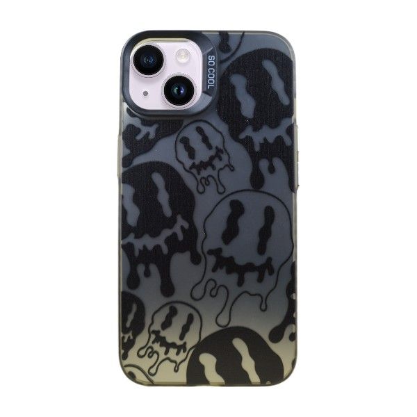 Dark Melted Smiley Phone Case Compatible With IPH 14 - Silver