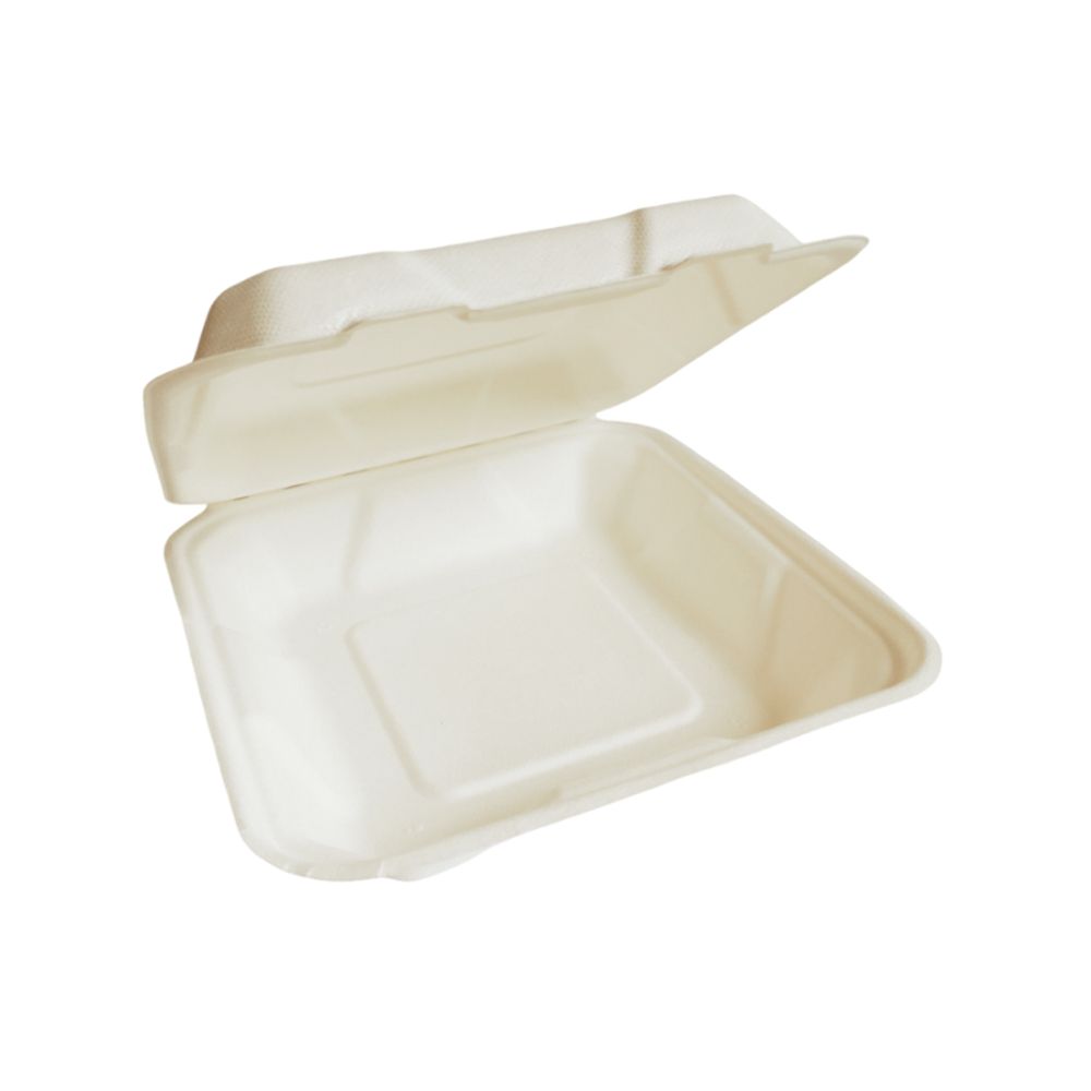 Single Compartment Sugarcane Square Clamshell - 900ml (6-pack) | Shop ...