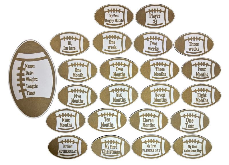 Rugby Milestone Cards for Baby Shower Gift &amp; Birth Statistic - 23 Cards