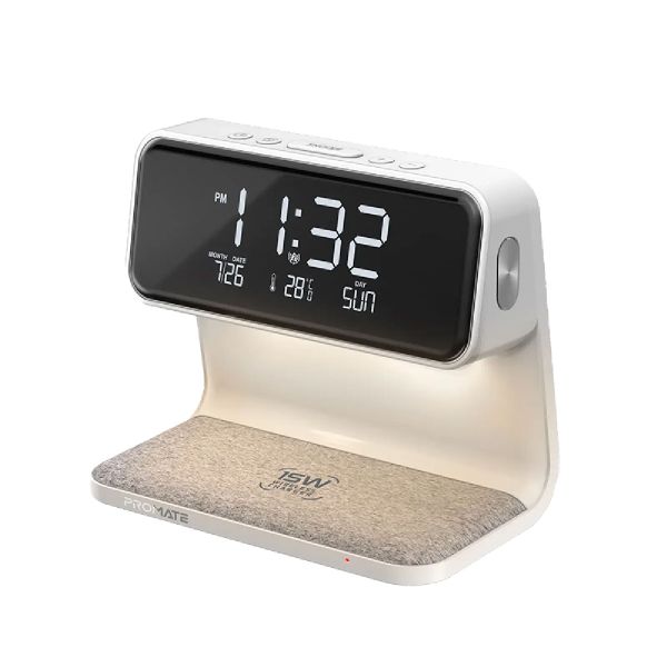 Promate LED Alarm Clock with 15W Wireless Charging Pad &amp; Ambient Light