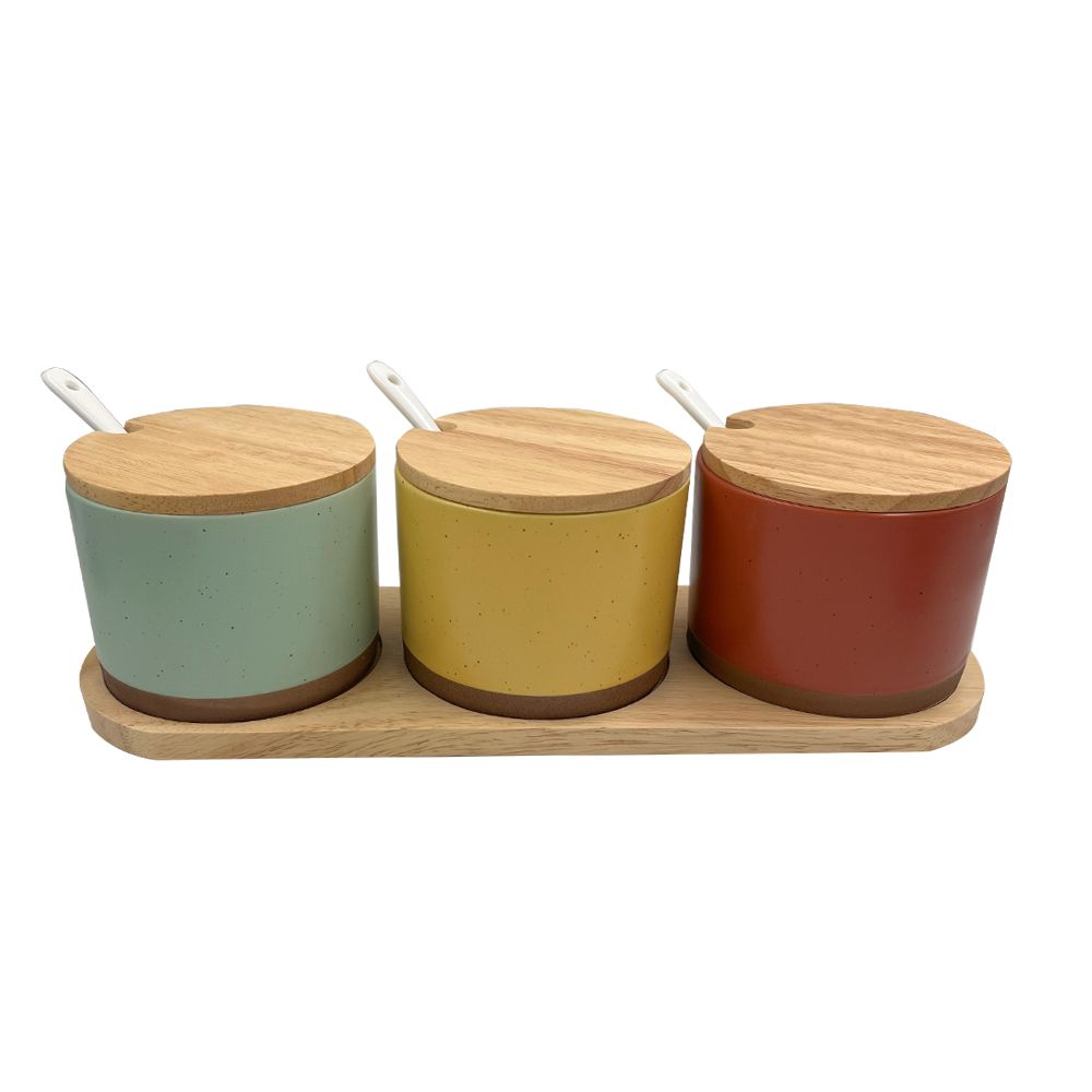 Blue Angel Ceramic Seasoning Jar Set With Lid And Spoon 10 Pieces Set