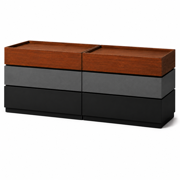 Stackable Chest of Drawers Elegant 6 Drawer Bedroom Dresser Multi-toned