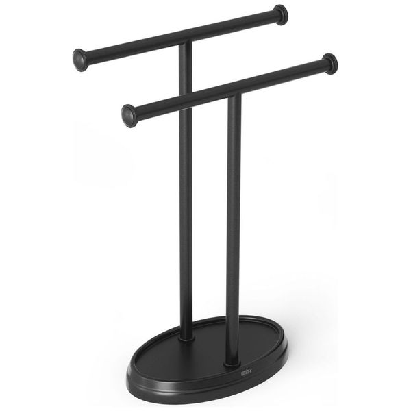Umbra Palm Hand Towel Tree Stand Black Nickel 2-Tier