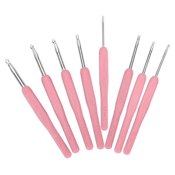 Pink Crochet Hooks Set Soft Handle Weaving