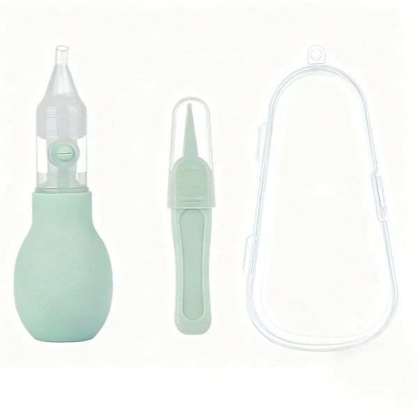 2 Pieces New Born Silicone Nasal Aspirator and Tweezer, Pump Type Nose Cleaner