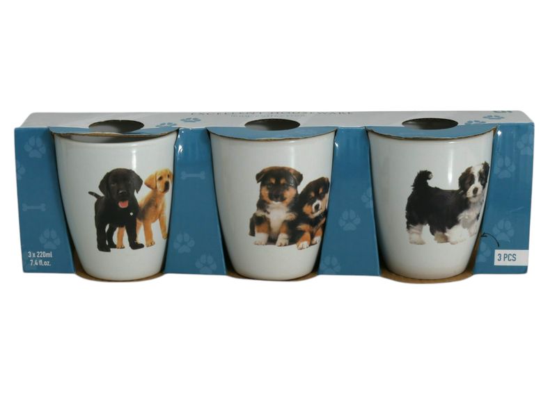Ceramic Coffee Cup 3 Piece - Set Dog Design